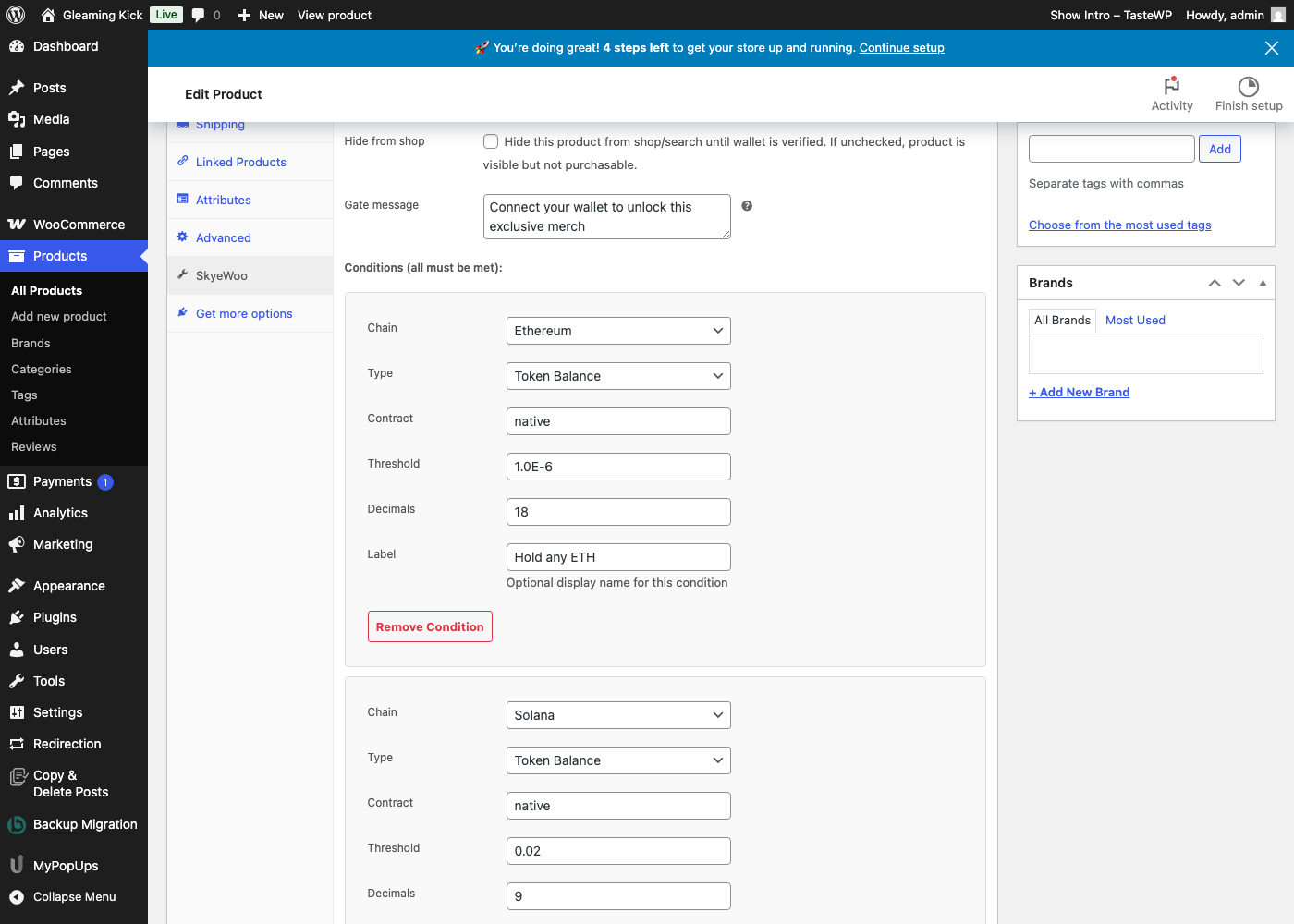 Hide from shop checkbox in SkyeWoo admin panel